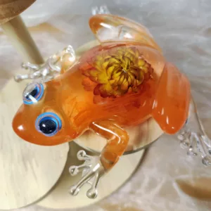 Grenouille avec fleurs séchées